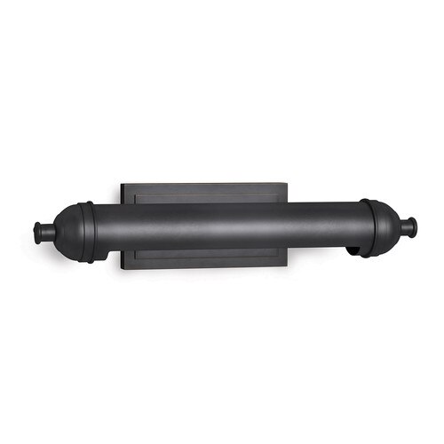 Black wall fixture with a cylinder shaped metal shade